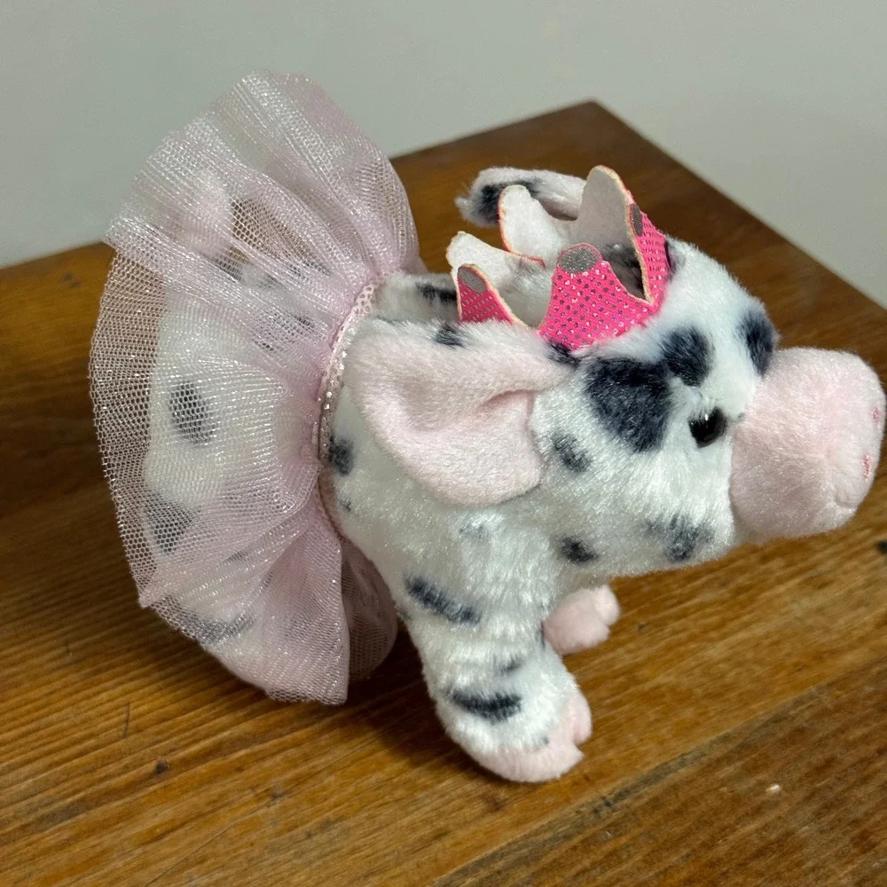 Douglas Plush Spotted Pig Ballerina with Pink Glitter Crown and Tutu‎ 7 Inch